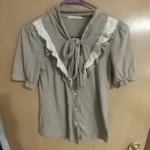 Japanese lace bowtie blouse